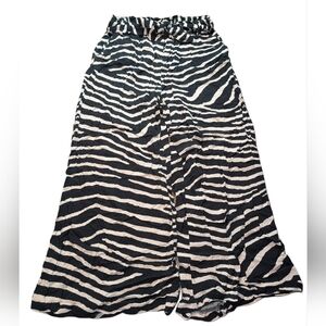 Black & Cream Zebra Print Wide Leg Pants